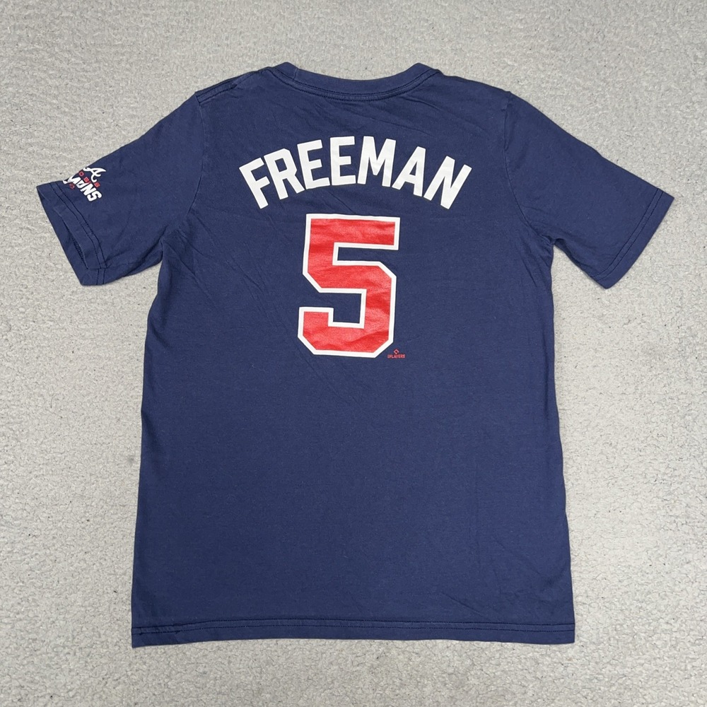 The Nike Tee Atlanta Braves T Shirt Youth Size M (10/12) Navy Blue Baseball MLB